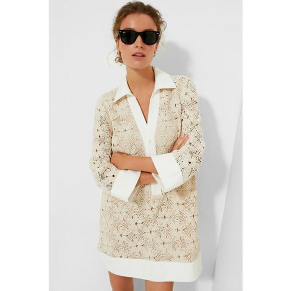 Tuckernuck Dresses & Skirts - Tuckernuck Tan Crochet Collier Dress NWT